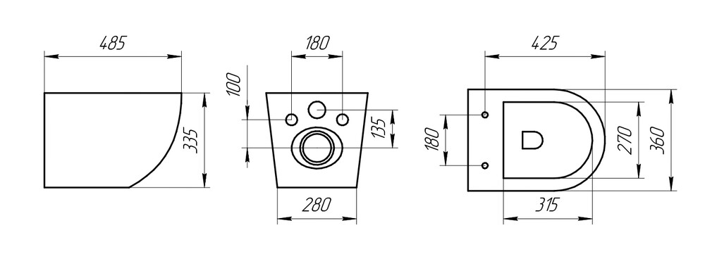 Чаша унитаза EvaGold K505 подвесная безободковая,сиденье тонкое дюро