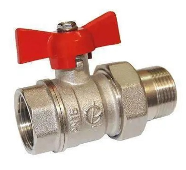 Кран шаровой    3/4" с американкой красная бабочка КРЕПЫШ ГАЛЛОП никель