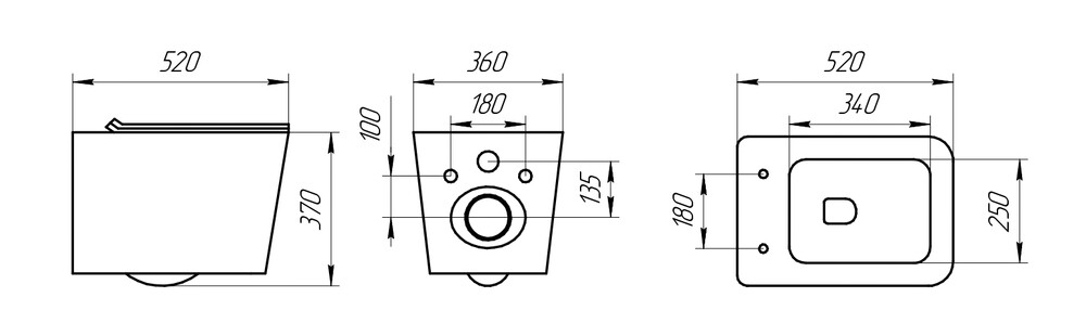 Чаша унитаза EvaGold K633 подвесная безободковая,сиденье тонкое дюро
