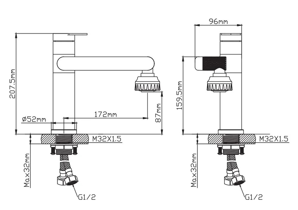 Смеситель раковина шар Diadonna D49-19015S вращающимся изливом лат сатин
