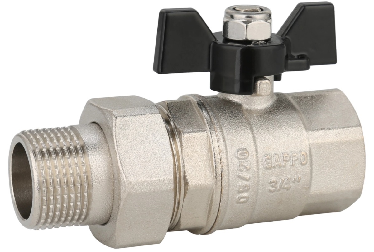 Кран шаровой   1" с американкой бабочка Gappo G219.06