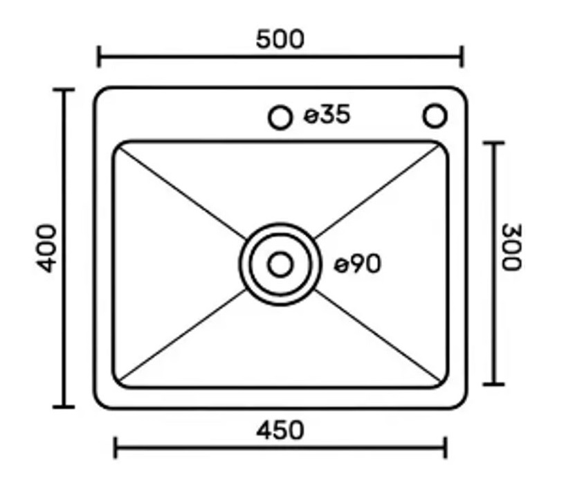 Мойка нерж Diadonna DS5040B серый графит 500х400х200 с сифоном
