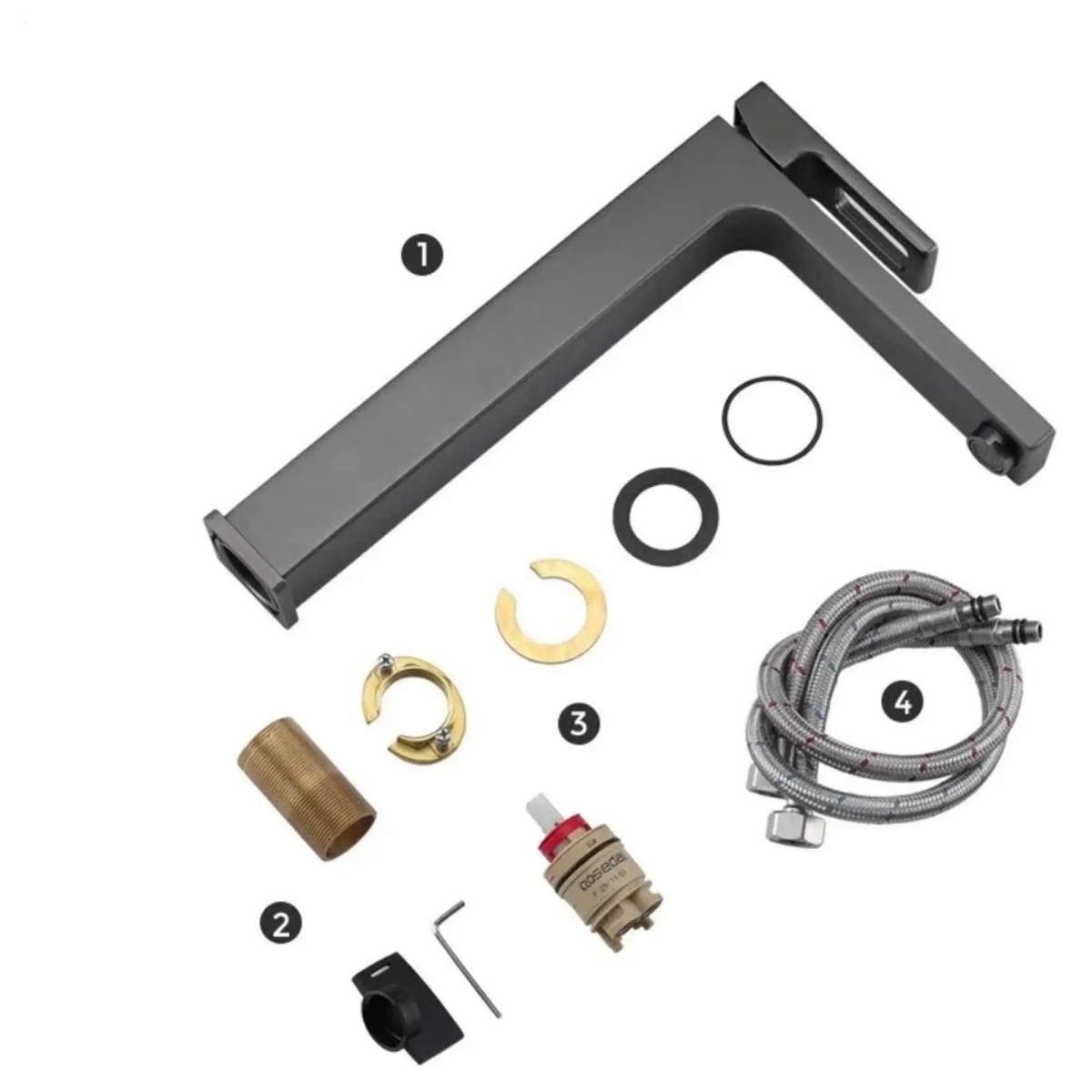 Смеситель раковина шар Gappo G1017-92 высокий 35мм оружейная сталь