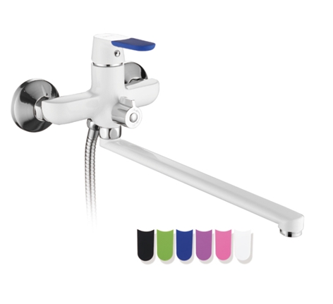 Смеситель ванна шар Frap F2234 лат див в корп 6 цв L излив 35мм белый/хром