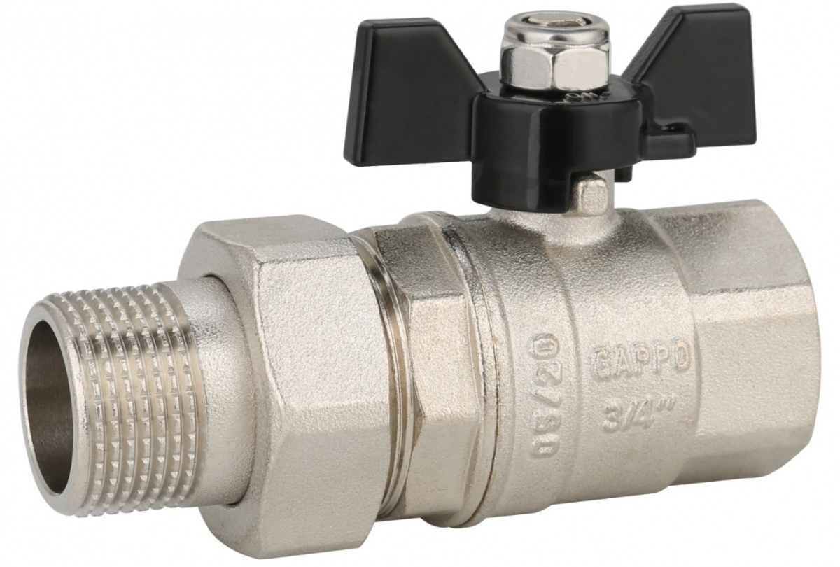 Кран шаровой   1" с американкой бабочка Gappo G219.06