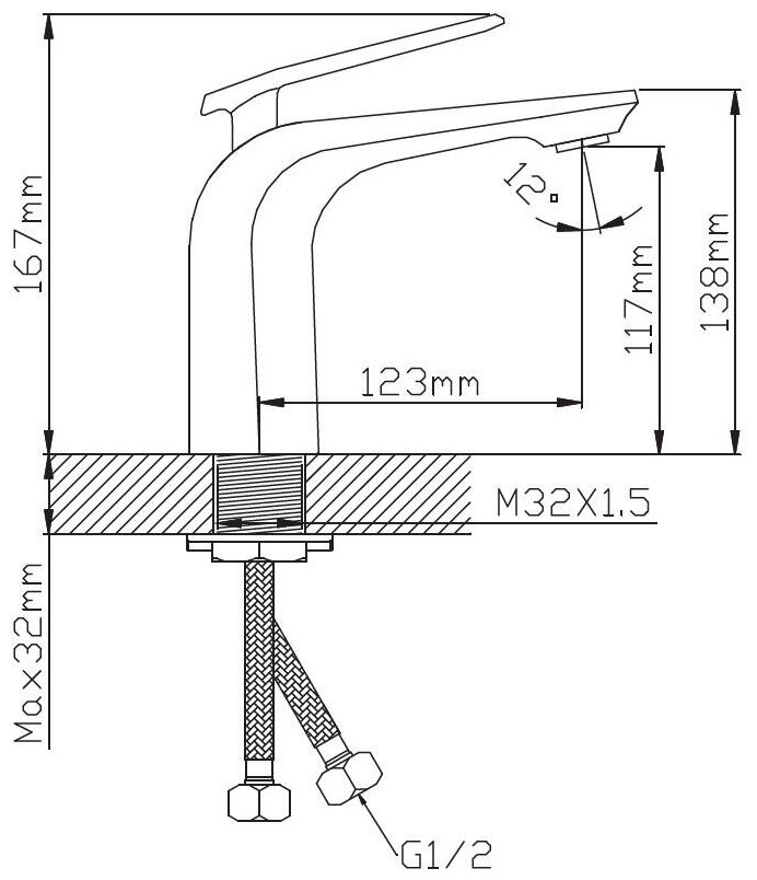 Смеситель раковина шар Diadonna D86-110137BL лат 35мм хром/черный