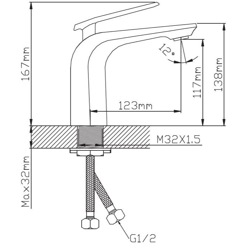 Смеситель раковина шар Diadonna D87-110137W лат 35мм хром/белый