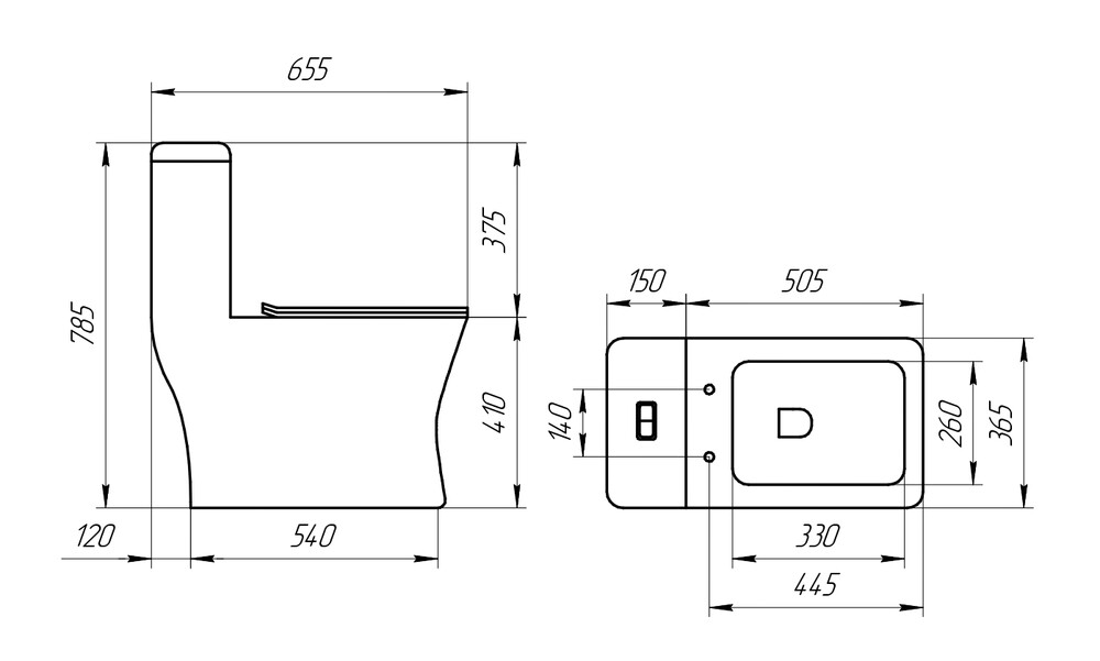 Моноблок EvaGold SM9608, тонкое дюро (с гофрой и подводкой)