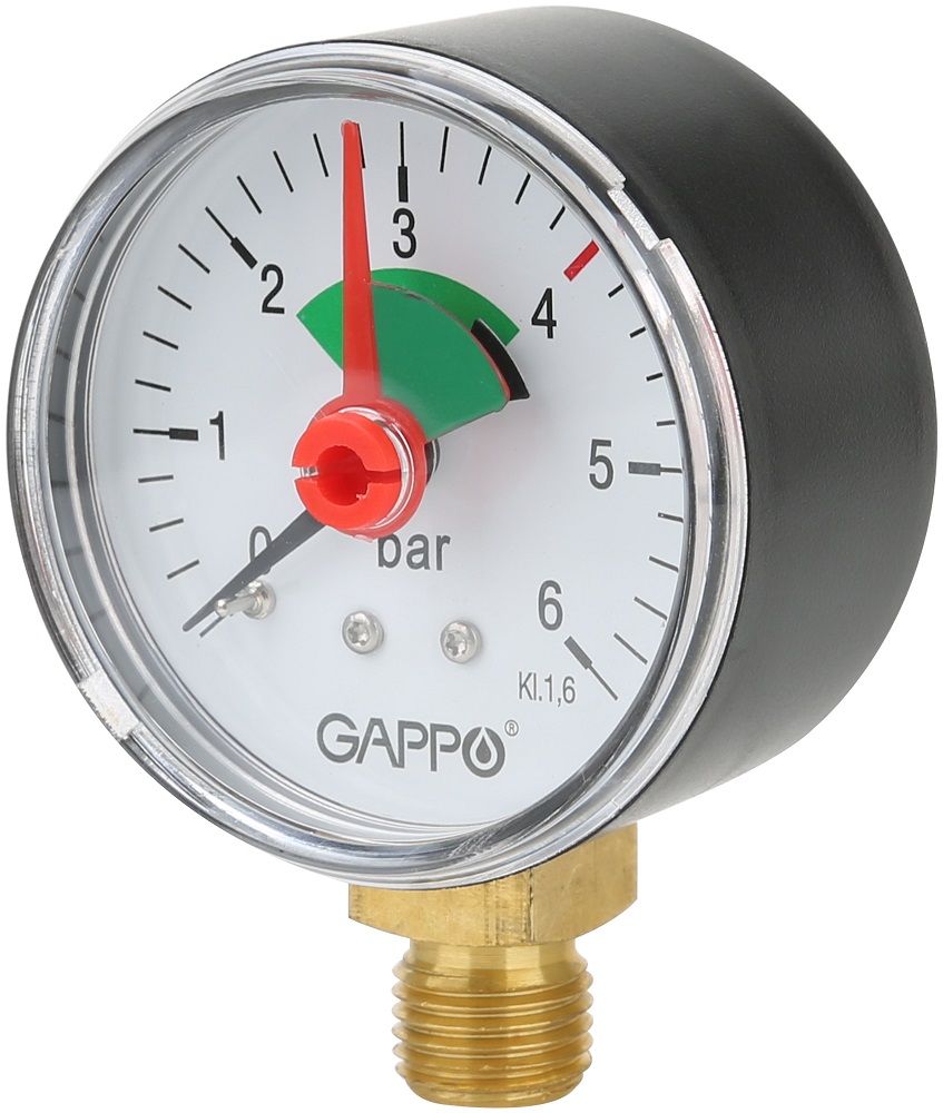 Манометр радиальный с указателем предела 1/4"  6 бар Gappo G1470.6