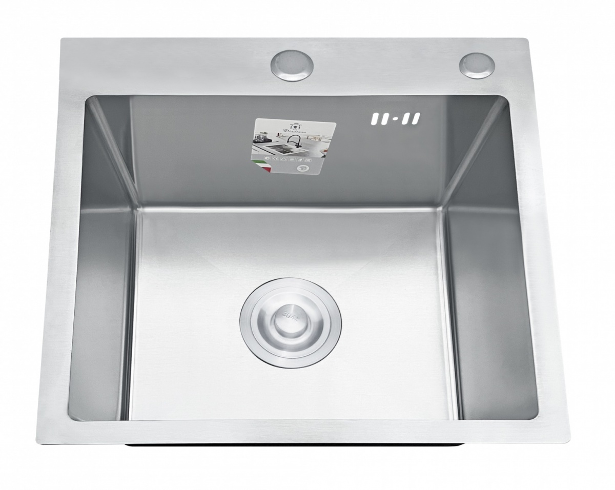 Мойка нерж Diadonna DS5050 сатин квадрат 500х500х200 с сифоном