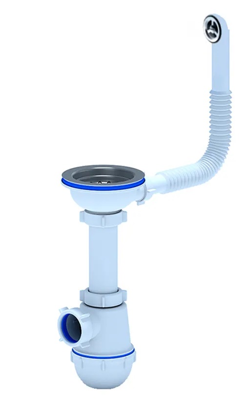 Сифон 3 1/2" АНИ ГРОТ A0142S перелив круглый гибкий