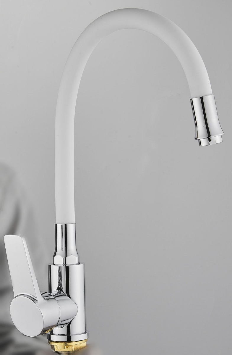 Смеситель кухня шар Diadonna D155-41 лат бок руч гибкий излив 35мм белый