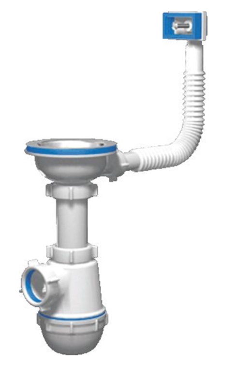 Сифон 3 1/2" АНИ ГРОТ A0145S перелив прямоугольный гибкий