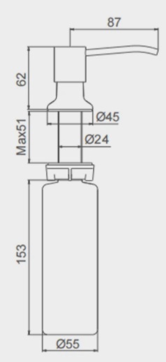 Frap F408-8 дозатор д/жид мыла врезной 300 мл нерж/пластик белый