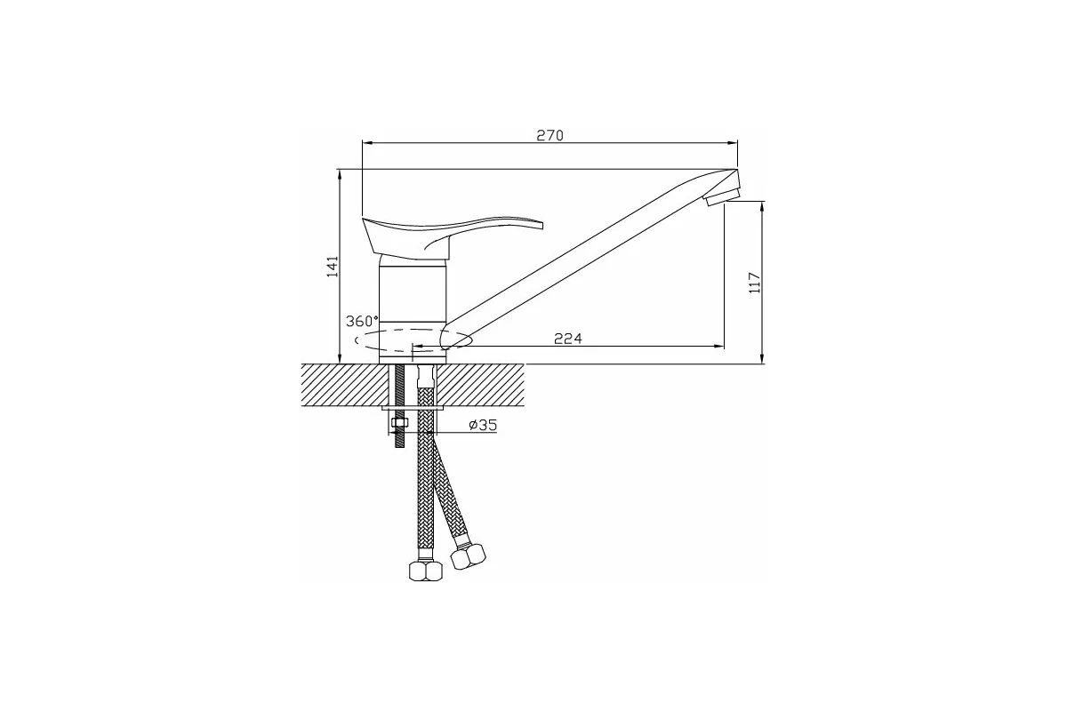 Смеситель кухня шар Diadonna D80-442100N лат 40мм