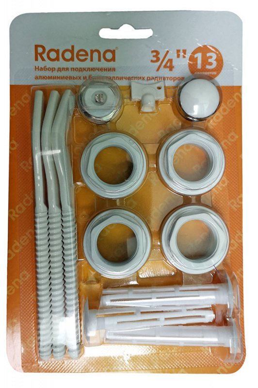 Комплект д/радиатора универ 3/4" с 3-я кронш Radena