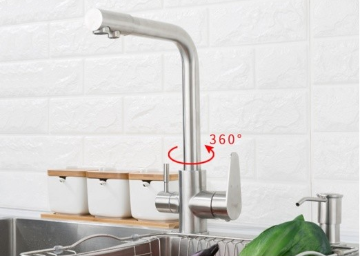 Смеситель кухня шар Frap F4348 нерж бок руч под фильтр 35мм сатин