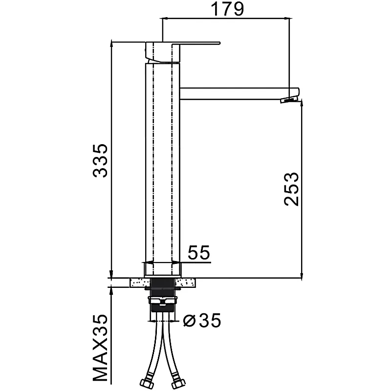 Смеситель раковина шар Frap F10805-2 нерж высокий 35мм сатин