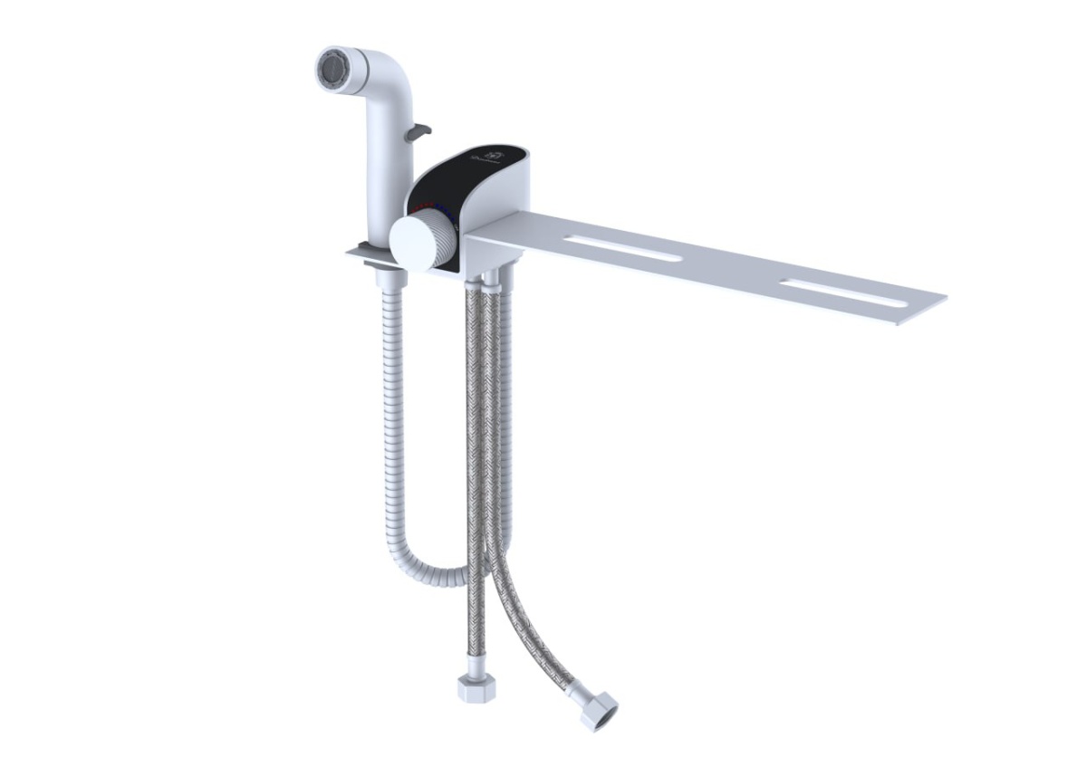 Смеситель гигиенический на унитаз шар D47-19016W лат белый/хром