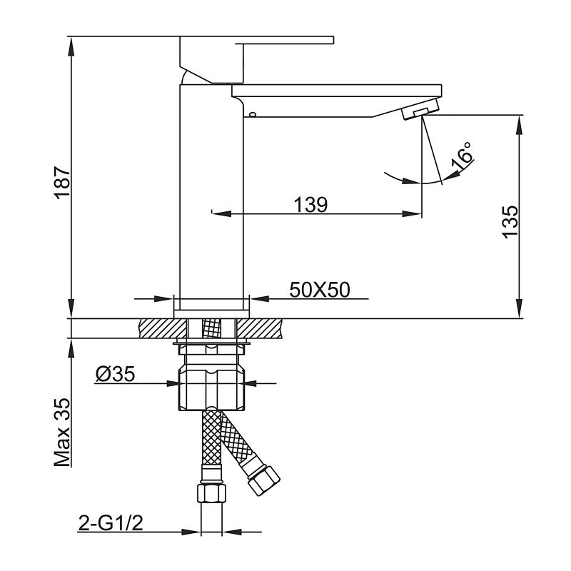 Смеситель раковина шар Frap F10202-6 алюм 25мм черный