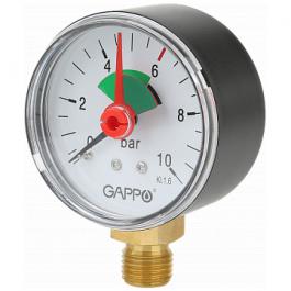 Манометр радиальный с указателем предела 1/4" 10 бар Gappo G1470.10