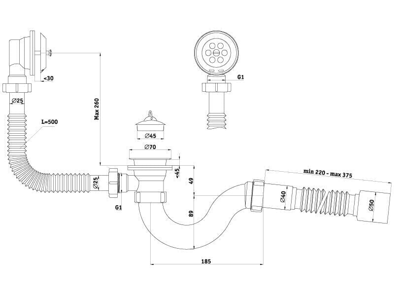 Обвязка д/ванны АНИ Е155 гофра 192-382мм 50