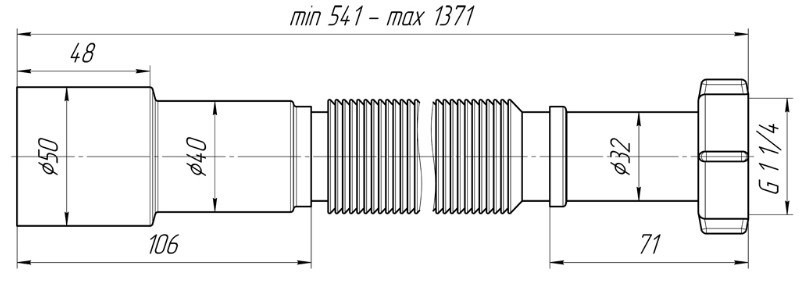 Гофра 1 1/4" АНИ К216  541-1371мм 40/50