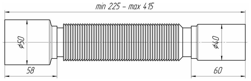Гофра б/гайки АНИ К435  225-415мм 40*50 без упак