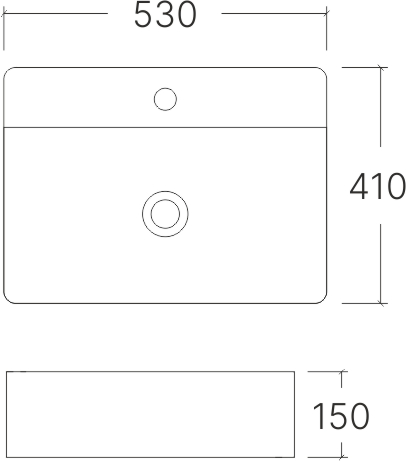 Умывальник накладной A060 прямоугольный с переливом 530х410х150мм