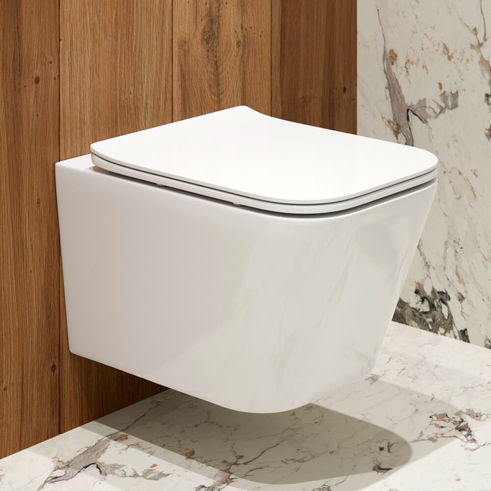 Чаша унитаза EvaGold K633 подвесная безободковая,сиденье тонкое дюро