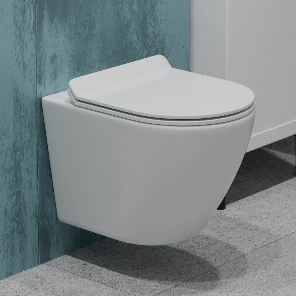 Чаша унитаза EvaGold K505 подвесная безободковая,сиденье тонкое дюро