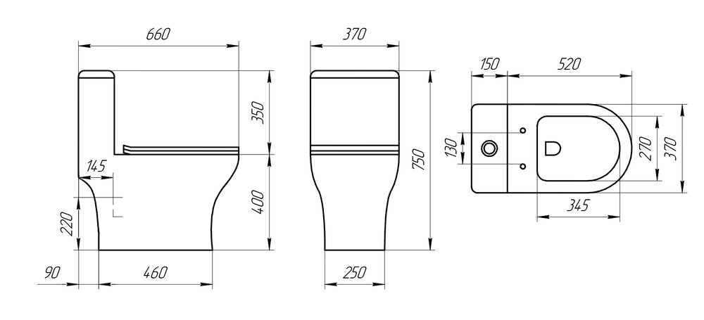 Моноблок EvaGold SM9618, тонкое дюро (с гофрой и подводкой)