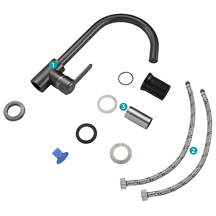 Смеситель кухня шар Frud R42052-11 35мм оружейная сталь