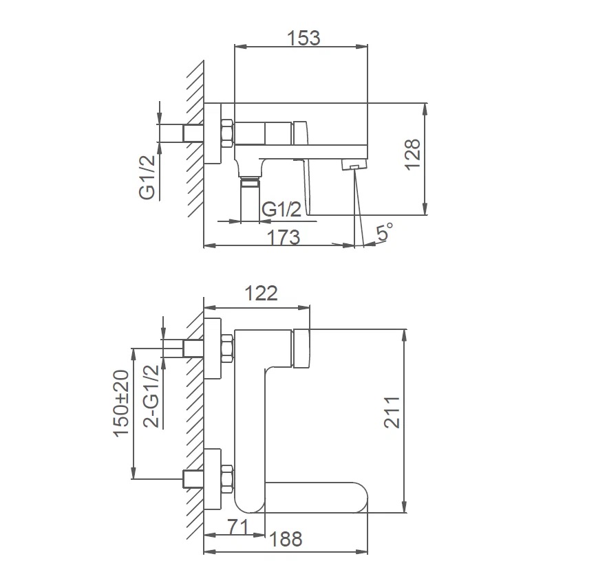 Смеситель ванна шар Frap F3285-9 лат кор излив 35мм оружейная сталь